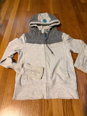 lululemon athletica Light Gray and Dark Gray Hooded Cable-Yoke Zip Sweater Vest